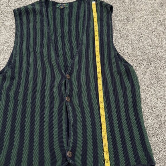 Vintage Colours By Alexander Julian Knit Cotton Sweater Vest Green Stripe Large - Picture 5 of 9